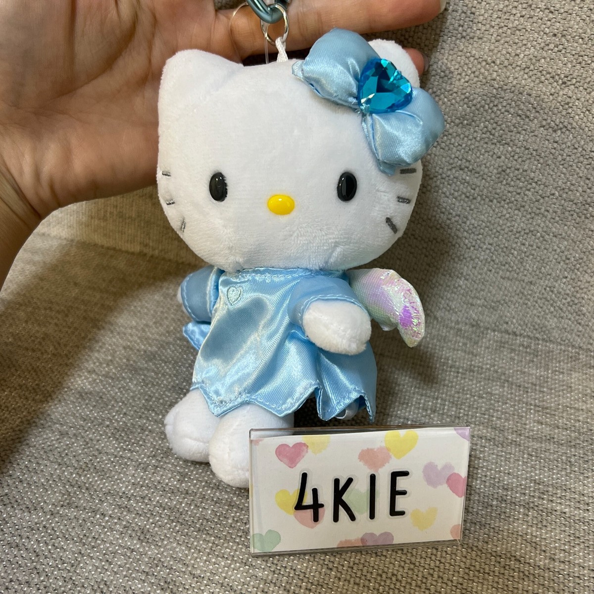 Sanrio 90s Hello Kitty Angel Plushie Mascot Keychain light blue