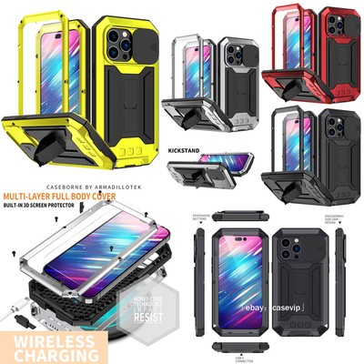For iPhone 16 Pro Max 15 14 13+ Shockproof Waterproof Aluminum Glass Metal Case