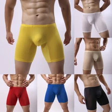 Shorts Sexy Underwear Underpants Boxer Men Ice Silk Briefs Trunks Soft Low-rise.