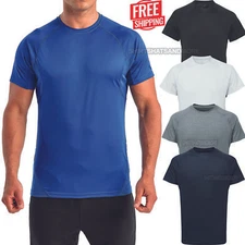 Mens Panelled UPF 40+ Moisture Wicking T-Shirt Dry Fit Work Out Exercise Tee NEW