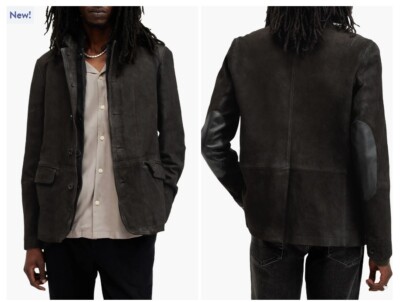 AllSaints Men's Black Survey Leather Blazer Jacket Size Small All