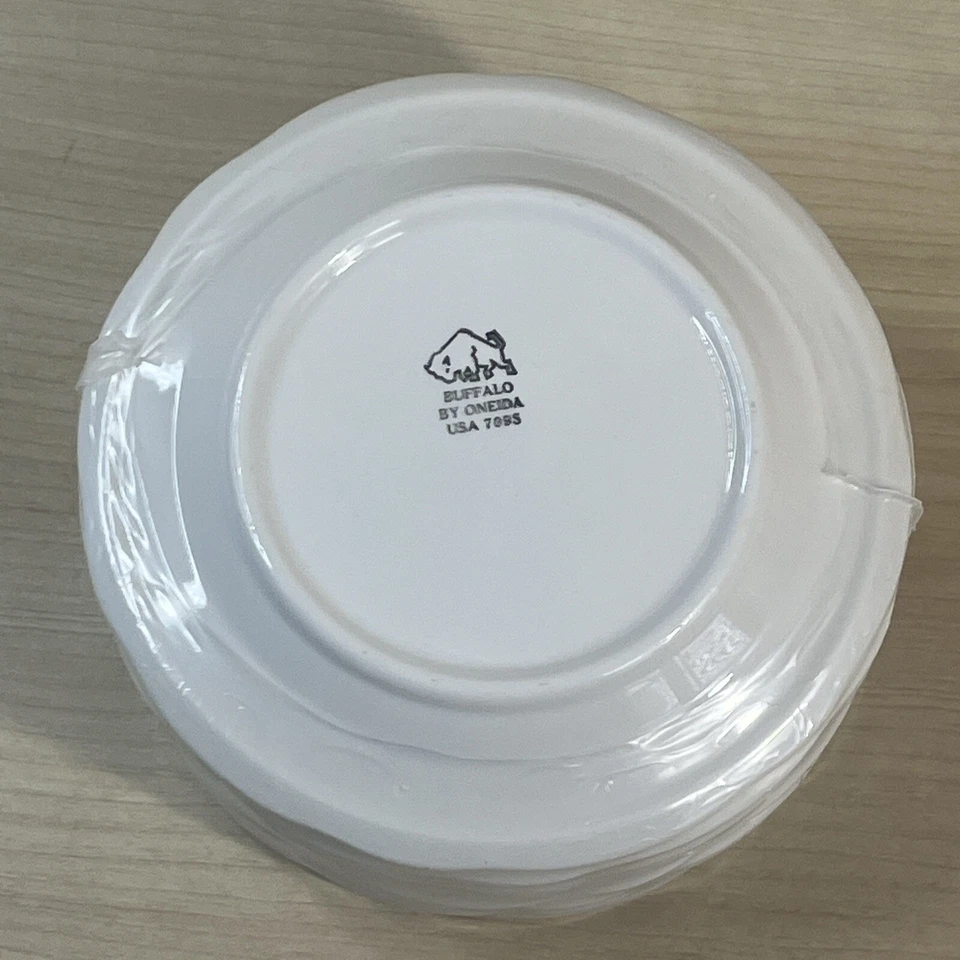 Juego de 9 platos de pan festoneados blancos crema Buffalo China by Oneida Restaurant Ware Foto 4 de 4