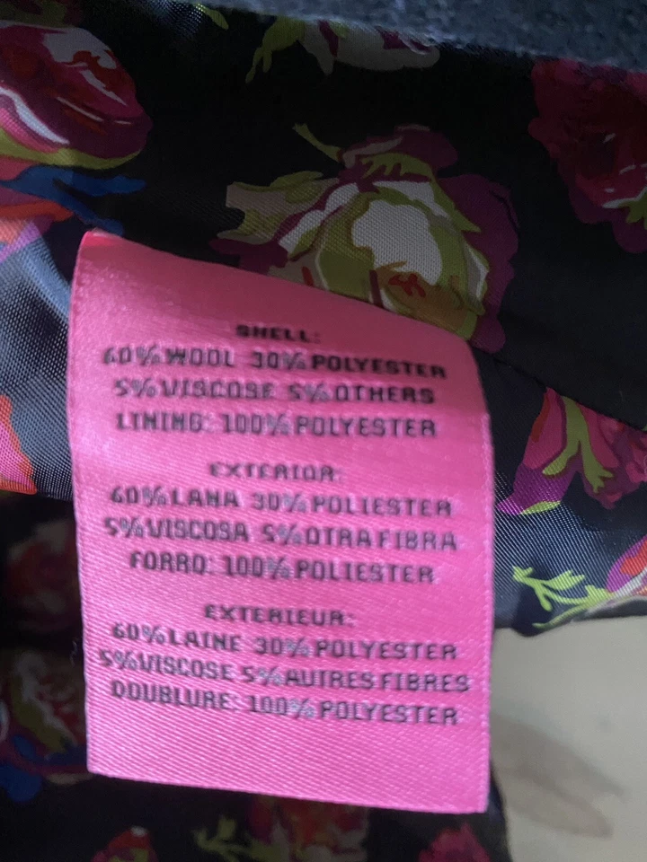 *NUEVO CON ETIQUETAS* ABRIGO DE LANA BETSY JOHNSON con IMPRESIONANTE FORRO FLORAL Foto 3 de 3