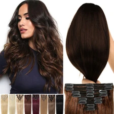 Extra Thick Remy 100% Real Human Hair Extensions Clip In Double Weft 170G Long