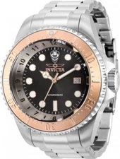 Invicta 38017 Men's 52mm HYDROMAX Black Dial Rose Bezel 1000m Diver Silver Watch