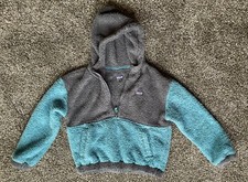 Patagonia Los Gatos High Pile Fleece 1/2 Zip Hooded Coat Blue Grey - Kids sz XL
