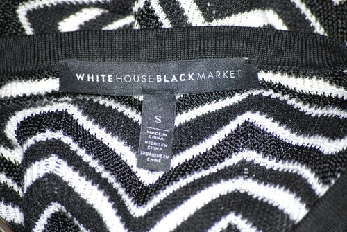 White House Black Market Dress Size S Black White Zig Zag Light Short Sweater - Picture 11 of 11
