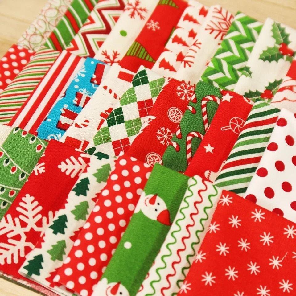 60 Charm Squares Pack Cotton Christmas Fabric Quilted Fabric DIY Holiday Sewing - Image 3 of 4