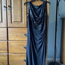 Lauren Ralph Lauren 14 Black Sequin Gown Full Length Sleeveless Formal Evening