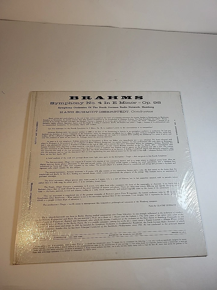 BRAHMS Symphony No 4 in E minor Op 98 NM LP  Foto 3 de 4