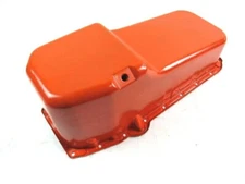 1955-79 SBC Chevy 350 Stock Steel Oil Pan Driver Side Dipstick Orange E44021R