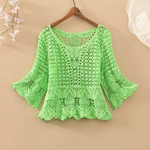 Fashion New Women Hollow Crochet Crop Top Bolero Shrug Cape Shirt Beach Summer - Picture 15 of 28