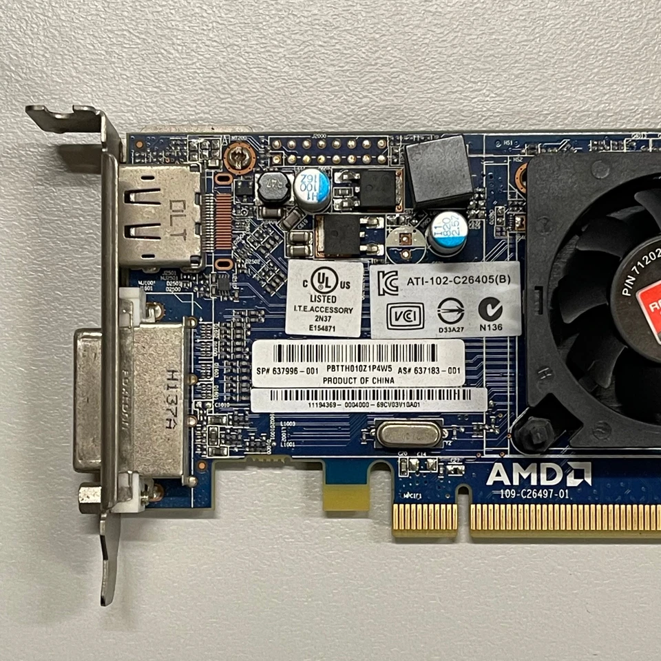 AMD Radeon HD 6450 512MB DDR3 PCIe Graphics DVI + DP 109-C26497-01 637996-001 - Image 2 of 4