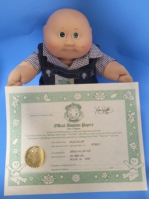 VTG 1978-1982 Cabbage Patch Kids Doll Overalls & Shirt - Green Eyes 15'' Tall 
