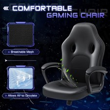 Office Gaming Chair High Back Leather Computer Chair Ergonomic Height Adjustable 4