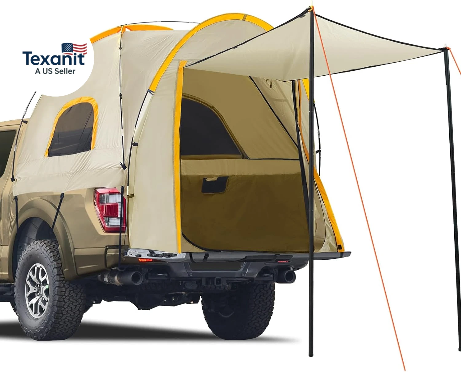 Pickup Truck Tent with Awning Shade,Waterproof Pu5000Mm Oxford for 5-5.2 FT Truc