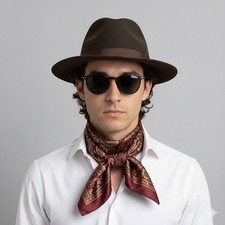 Borsalino Chocolate Brown Felted Wool Brimmed Fedora Hat - 60cm, made in Italy