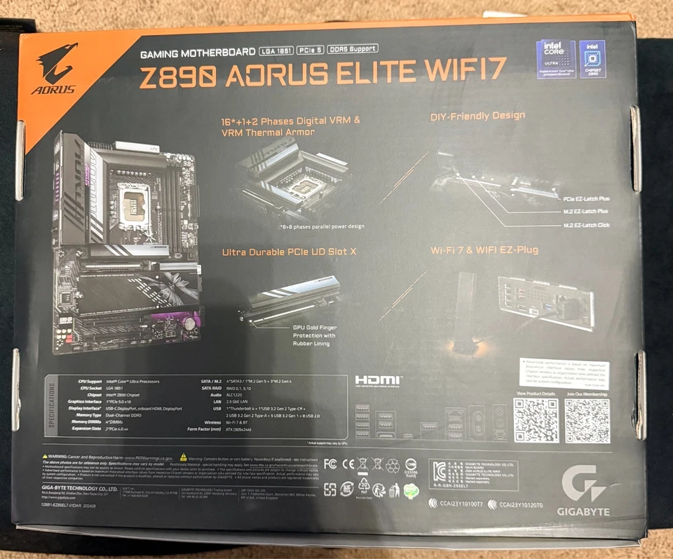 Gigabyte Z890 Aorus Elite WiFi 7 | Cutting‑Edge Design for Gamers & Creators-NEW - Image 2 of 4