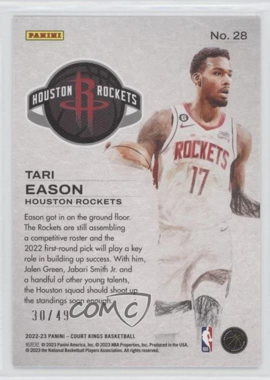 2022-23 Panini Court Kings Works in Progress Violet /49 Tari Eason #28 Rookie RC - Image 2 of 2