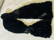 Apt 9 Black Faux-fur Luxe Scarf Stole Rhinestones Pull Through NEW NWT
