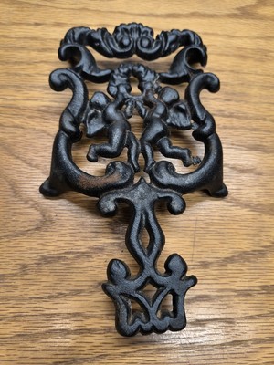 Vintage Cast Iron Kitchen Trivet Cherubs Cupid Rustic Kitchen Decor  Farmhouse