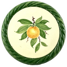 DESSOUS DE BOUTEILLE Ancien "Citrons" PERRET GENTIL Céramique MENTON, massier...