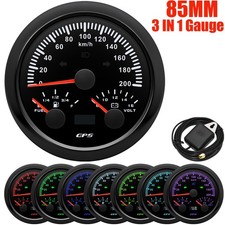 85mm Black 3 In 1 Gauge Gps Speedometer 200kmh With Voltmeter Fuel Level Gauge