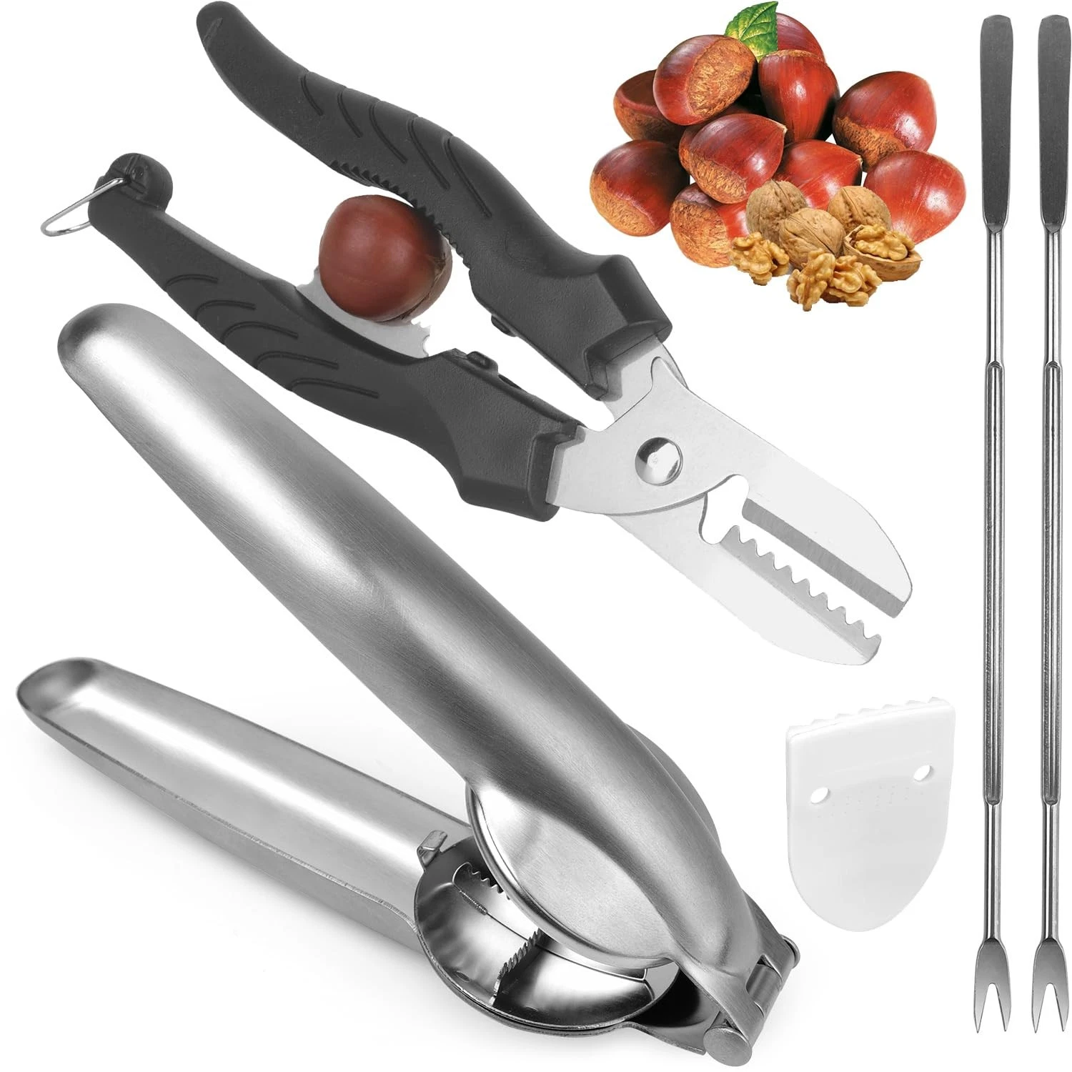 Chestnut Cutter Tool Set 2Pack Chestnut Open Clip Chestnut Cracker Peeler Nut...