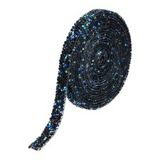 3 Yards Resin Rhinestone Ribbon 10mm Crystal Strips Hot Melt Adhesive, Black AB