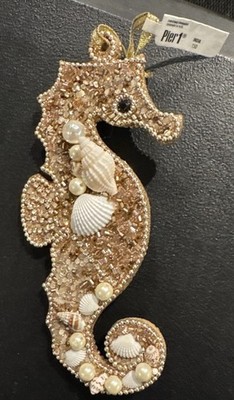 NEW PIER 1 IMPORTS Gold SEAHORSE Christmas Ornament with original tag!