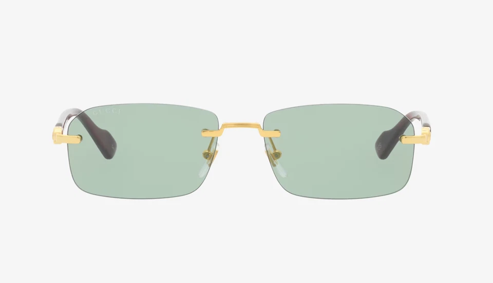Gafas de sol cuadradas unisex Gucci GG1221S 003 en borgoña/dorado con lentes verdes 100 % Foto 3 de 4