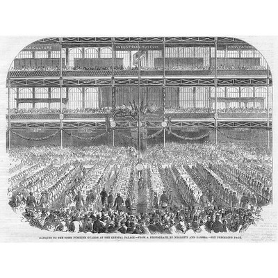 LONDON Bankett an die schottischen Füsiliere im Crystal Palace - antiker Druck 1860