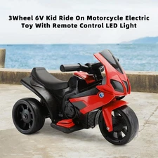 3Wheel 6V Kid Ride On Motorcycle Electric Toy With Remote Control LED Light Red