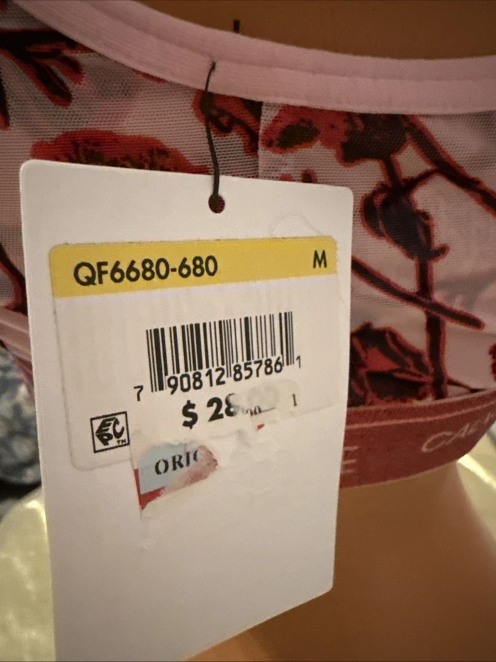 NUEVO CON ETIQUETAS CALVIN KLEIN CK One Bralette Pull Over Sin Forro Rosa Rojo Rosas Talla Mediana Foto 3 de 4