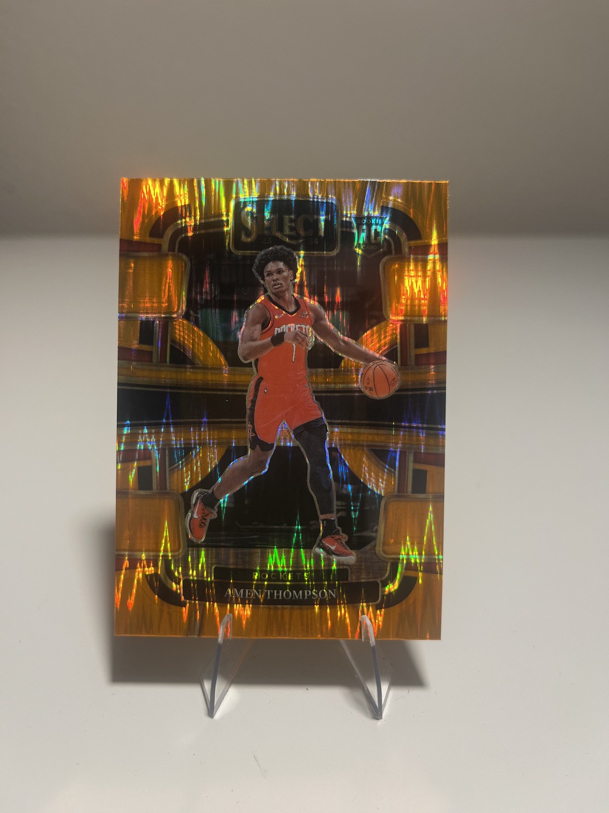 2023-24 Panini Select #96 Amen Thompson Orange Flash Prizms