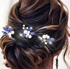 Silver Wedding Pearl Hair Pins Rhinestone Bridal Hair Accessories Clips 3 PCS