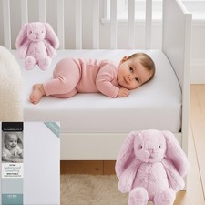 2 Terry towelling cot bed, Waterproof mattress protectors with 100% cotton top.