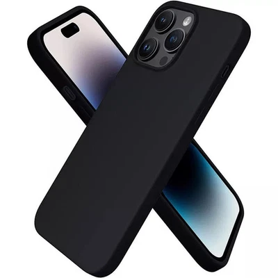Coque Noire Ultra-Fine Silicone iPhone 11 12 13 14 15 16 Pro / Pro Max - Photo 1/3