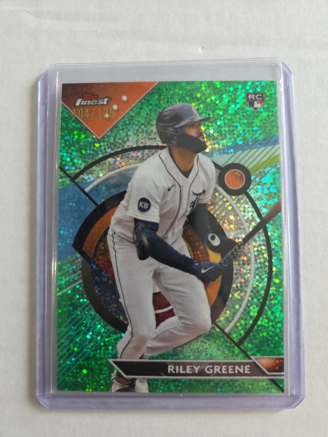 2023 Topps Finest - Riley Greene #10 Green Speckle Refractor /125 (RC)