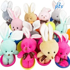 12 Pcs Filled Easter Eggs with Plush Bunny 6.2", Prefilled Bright Colorful Bunni
