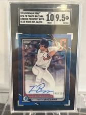 Travis Bazzana 24 Bowman Draft Blue Wave Refractor 46/150 Auto 1st Bowman