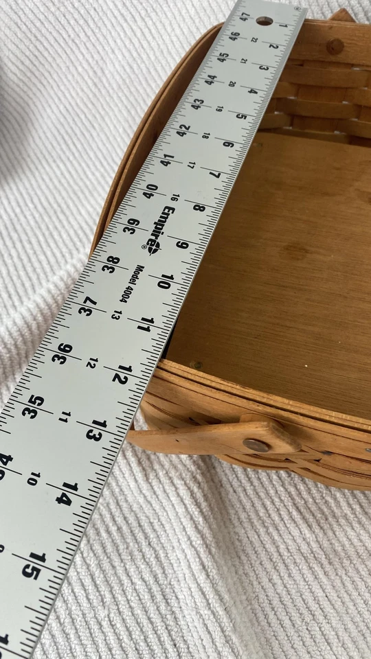 Vintage Longaberger Handwoven Basket Rectangular USA Swing Handles Signed 1996 - Image 4 of 4