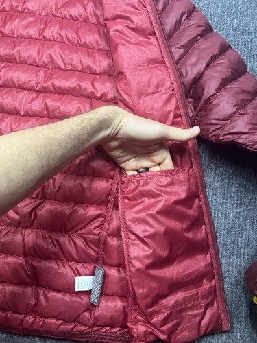 REI Co-Op Down Jacket Men's Small Red Maroon Quilted Nylon Outdoors Hiking Coat - Picture 10 of 14
