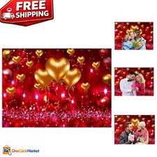 Elegant 7x5ft Valentine's Day Backdrop Featuring Hearts and Balloons for Parties
