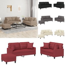 Sofagarnitur mit Kissen/Fußhocker Sessel Sofa Couch Wohnzimmersofa Kunstleder GR