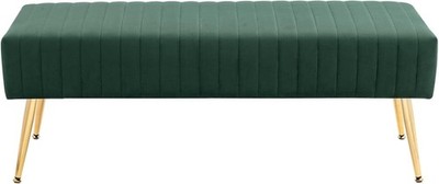 44 Inch Bedroom Benches Upholstered Tufted Striped Fabric Ottoman Bench X-Shaped