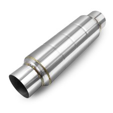 Polished Stainless Steel 2.5" OD Exhaust Resonator Muffler 15.5" Length