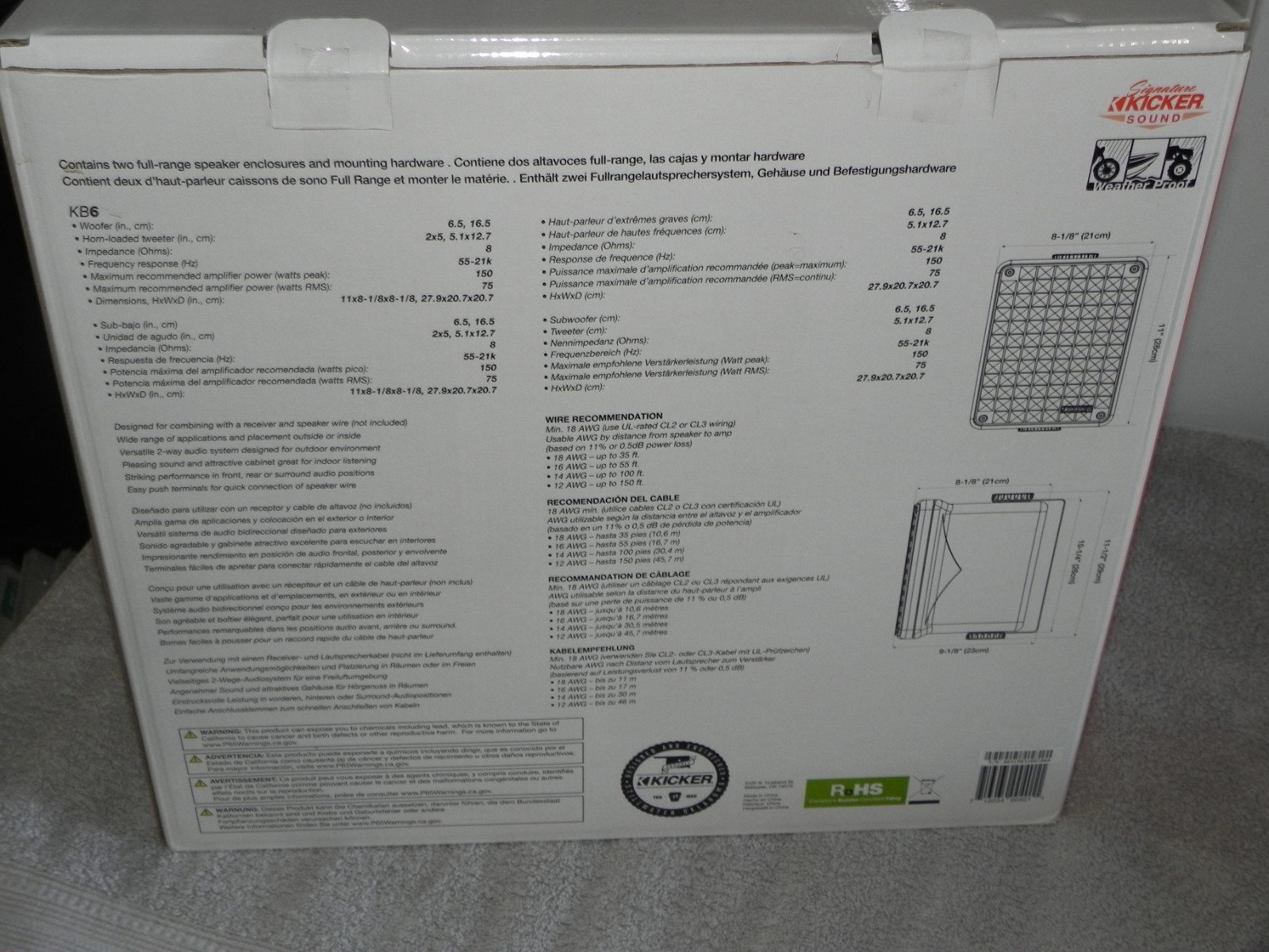 Kicker KB6 2-Way 150W Outdoor Indoor Speakers