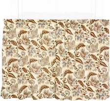 Ellis Valerie Tier Curtain Set Cotton Kitchen Floral Brown Blue Gray Beige 68x24