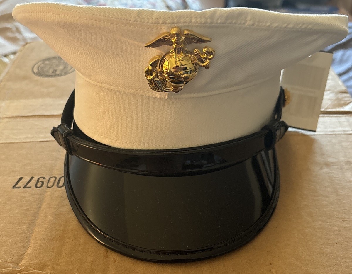 USMC Marine Corps Size 3/8 Enlisted Blues Dress White Cover Hat New